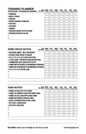 TRAINING SESSION PLANNER